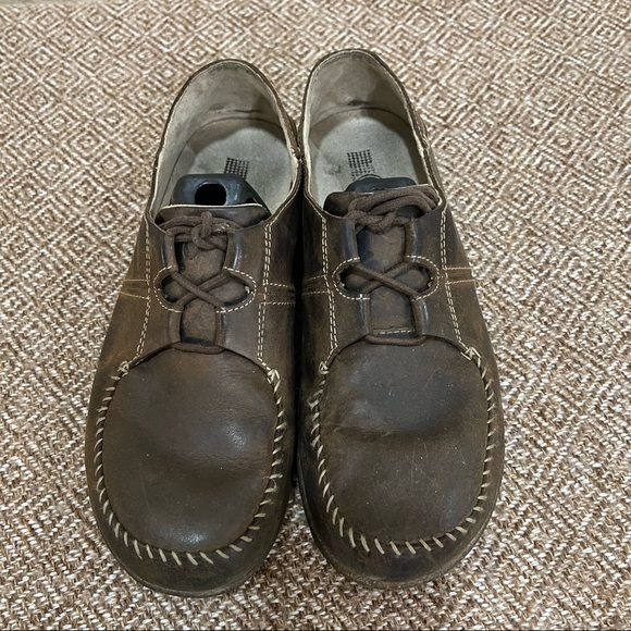 OLUKAI HONUA Leather MENS US 9MEUR 42 Brown Comfort Oxford Boat Shoes Casual - Picture 5 of 10